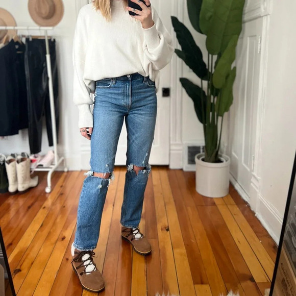 Abercrombie & Fitch 90s Ultra High Rise Straight Curve Love Denim Jeans Size 27 - Picture 2 of 7